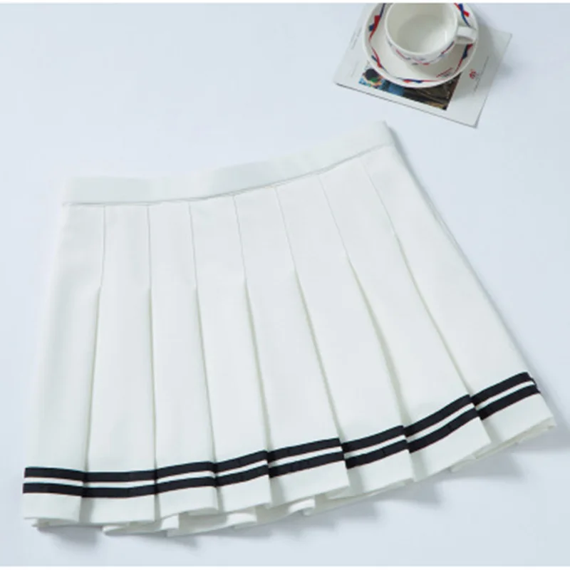 2023 School Girls Pleated Skirt Student Wear Shirt Skirt Dress with Stripe Korean Fashion Clothing Pink White Black Blue Colors