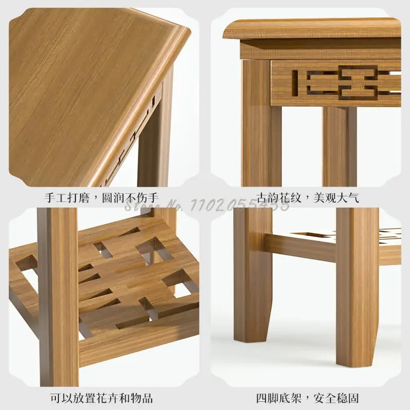 Solid Wood Floor Rack Modern Minimalist Coffee Table Indoor Bedroom Corner Rack Storage Rack New Chinese Flower Stan