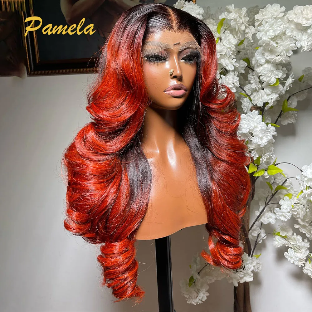 250 Density Body Wave Dark Red Color 13x4 Transparent Lace Front Human Hair Gluless Black Cherry Human Hair Ready To Wear