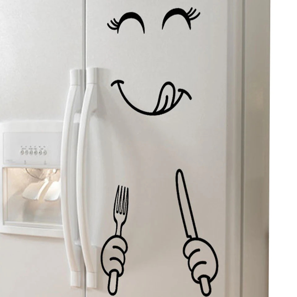 Fridge Smile Sticker Cute Sticker Refrigerator Happy Delicious Smile Face  Art Wall Decals Furniture Decoration DIY Pvc Stickers - AliExpress, image size:960x960