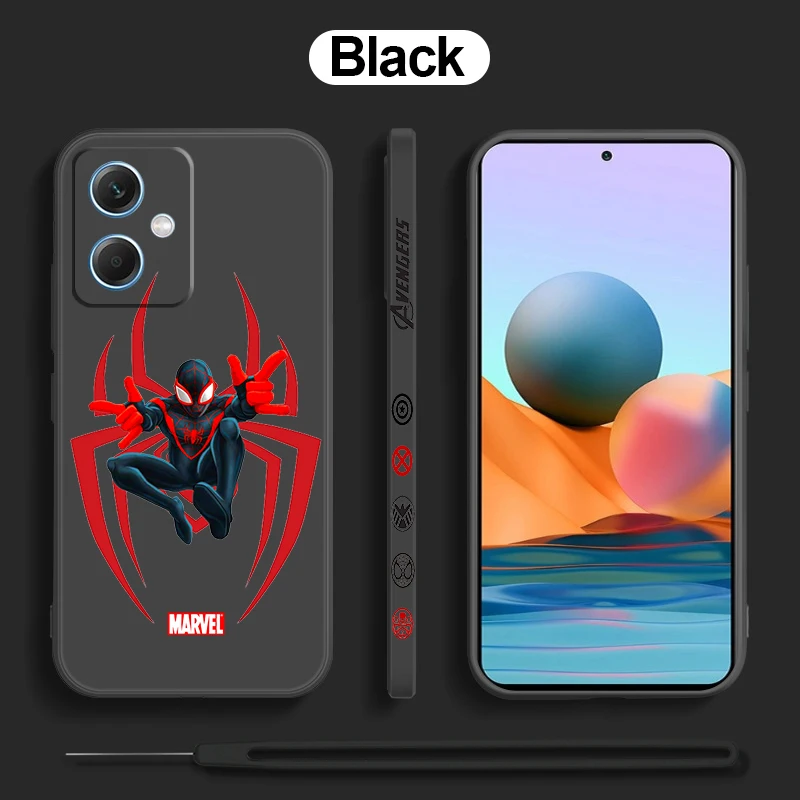 

Marvel Red SpiderMan Hero Phone Case For Xiaomi Redmi Note 12 11 11T 10 10S 9 9S 9T 8 8T 7 Pro Plus Liquid Left Rope Cover Funda
