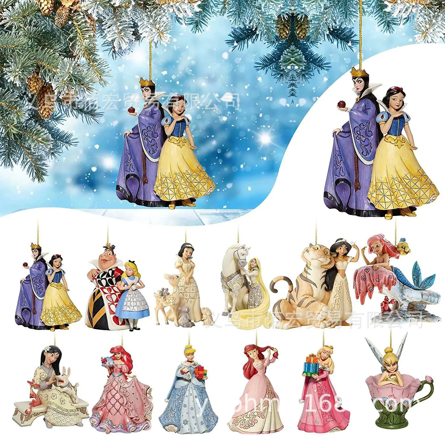 

Disney Acrylic Mickey Mouse Christmas Tree Pendant Peripheral Decoration Ice and Snow Princess Model Christmas Party Pendant