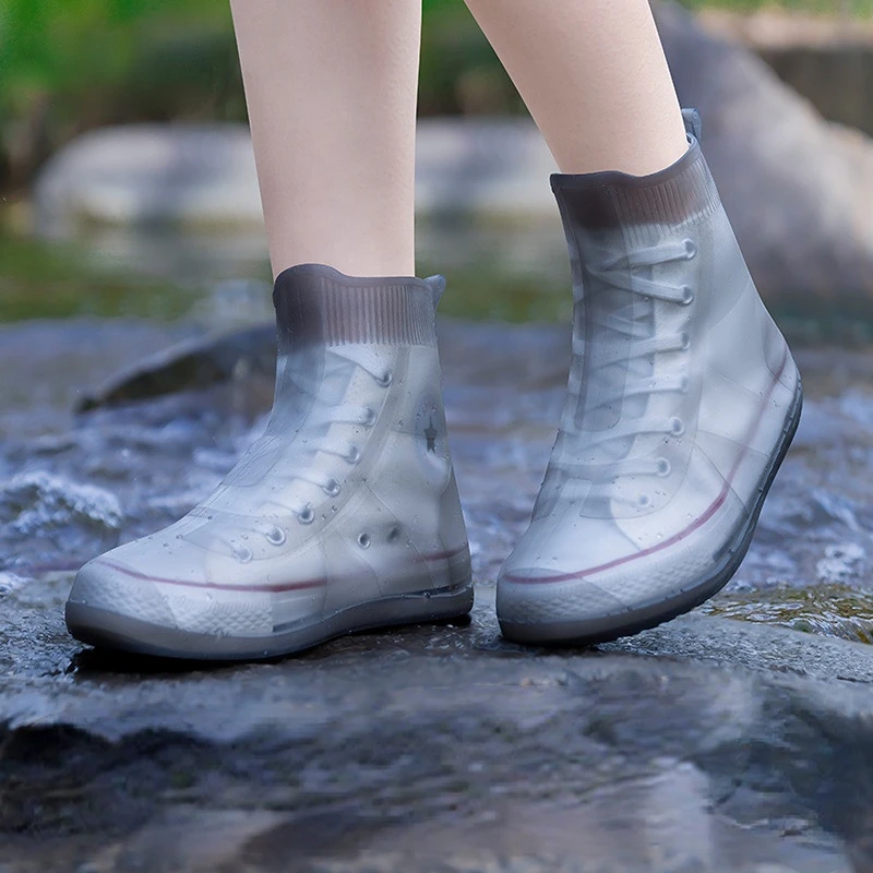 New Women Silicone Rain Shoes Covers Waterproof Shoes Protectors Unisex Rain Boots For Indoor Outdoor Rainy Days