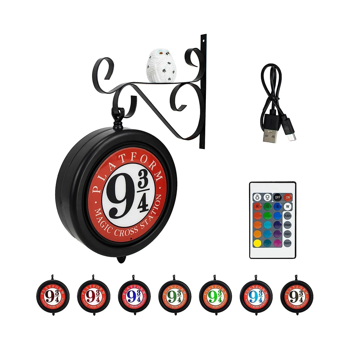 

Platform 9 3/4 Sign Decorative Light, Rechargeable Hanging Wall Hanging Decorative with RGB Remote & Light