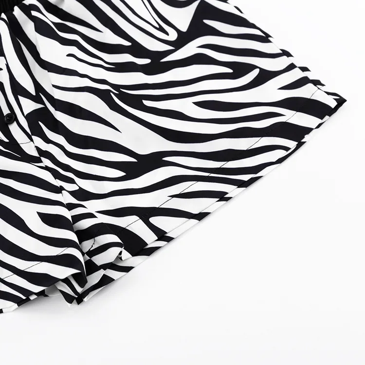Women Two Piece Sets Outfits Zebra Printed Loose Shirt Tops And High Waist Shorts Set 2025 Casual Streetwear Summer New