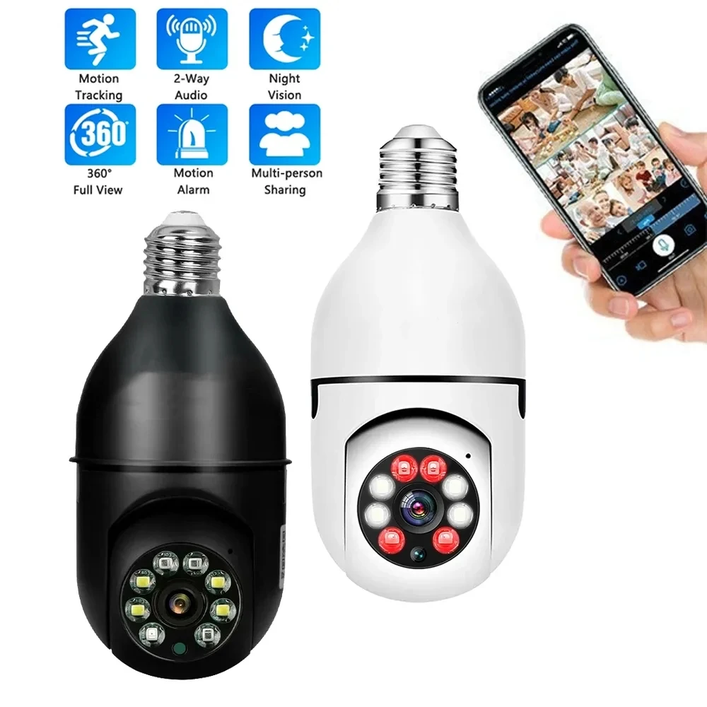Ycc365 Plus E27 Lampadina Di Sorveglianza Telecamera Visione Notturna Full Color Automatic Human Tracking Zoom Security Baby Monitor Telecamera Wifi