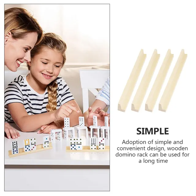 4Pcs 19Cm Wooden Diy Alphabet Base Domino Holders Multi Function Display Stands Desktop Toy Accessories Kids Game Trays Rack 5