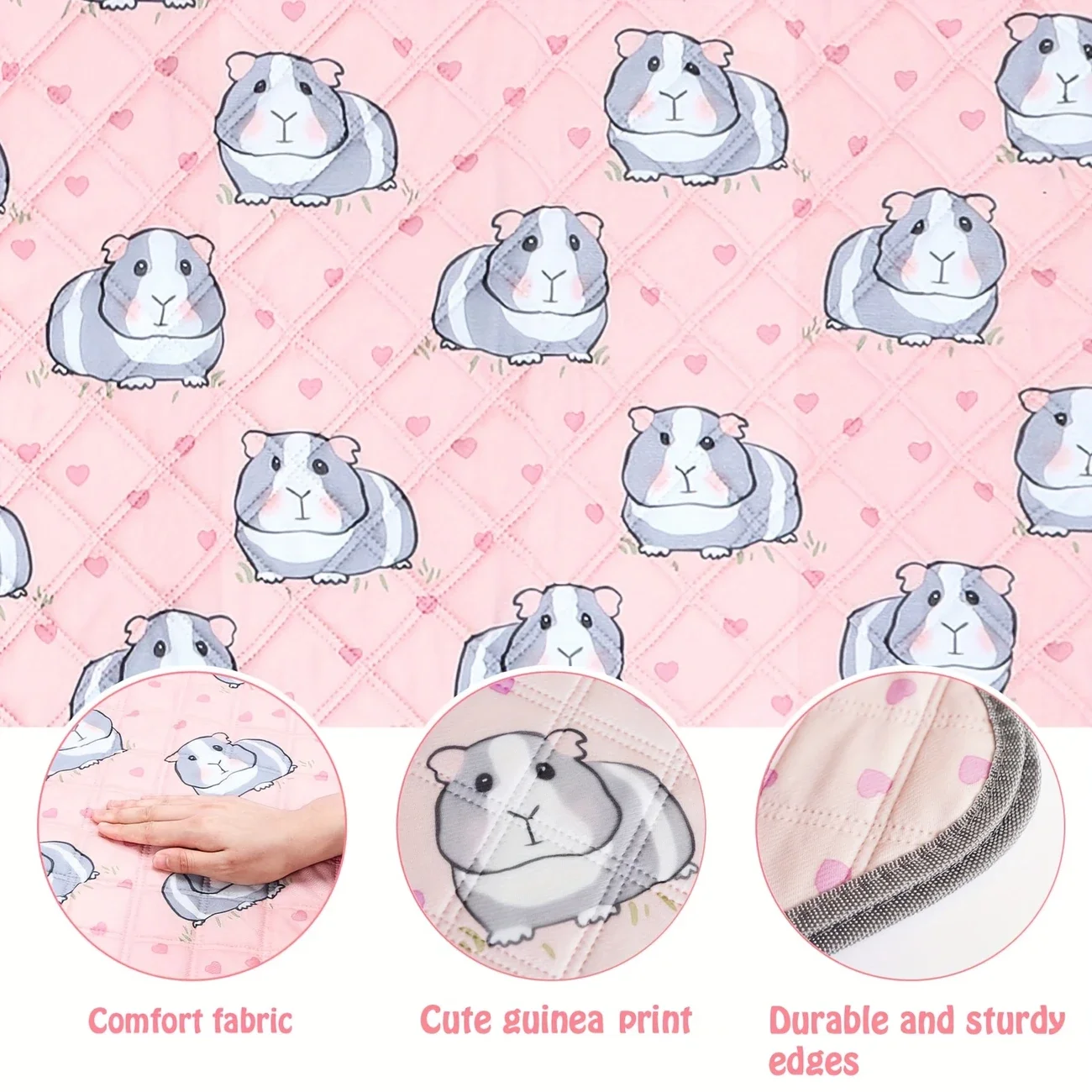 pink hamster print waterproof mat washable reusable non slip mat for guinea   rabbits hamsters mice 24   details 2