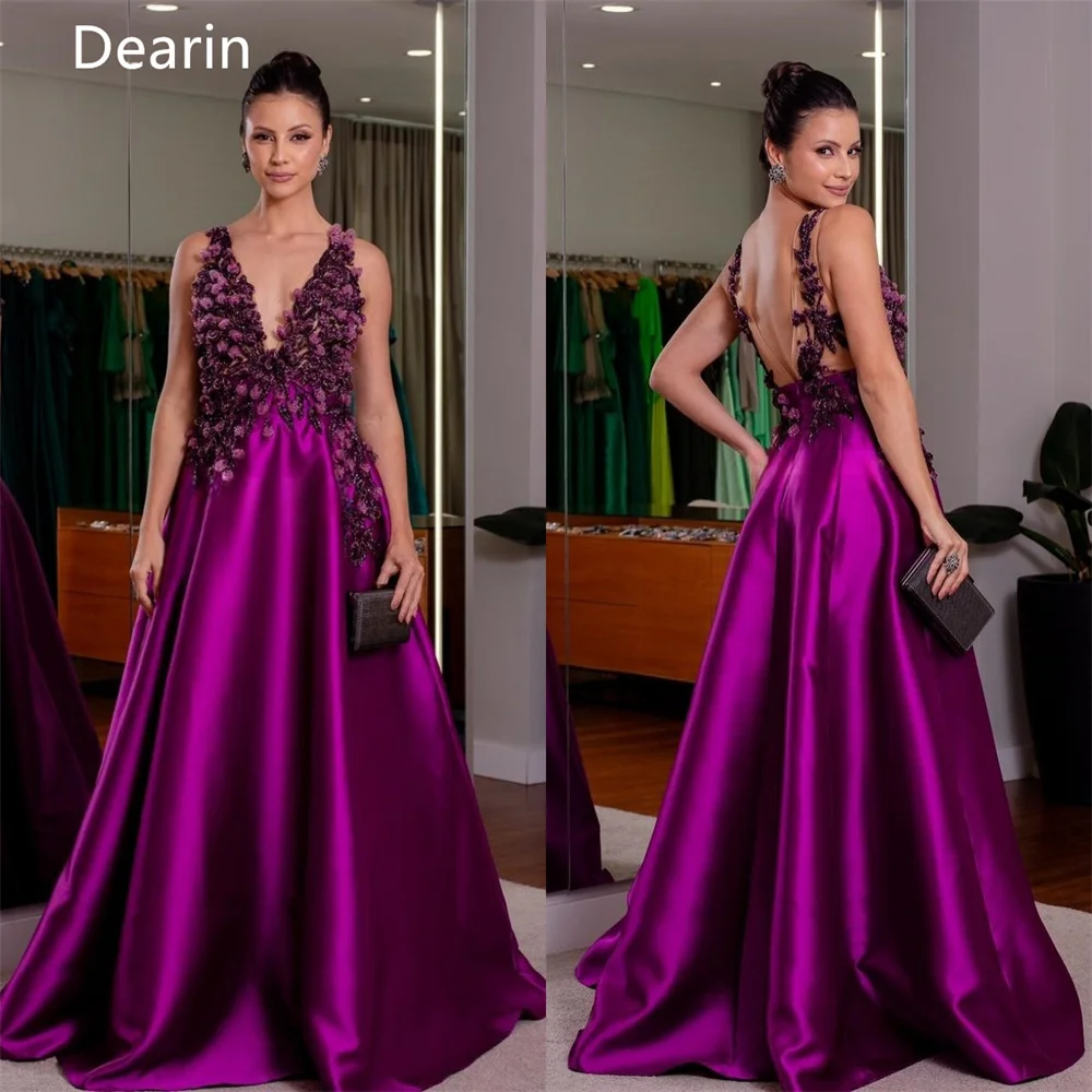 Red Prom Dresses Saudi Arabia Dubai Evening Dress V-Neck Tiered A-Line Sleeveless Floor-Length cc598
