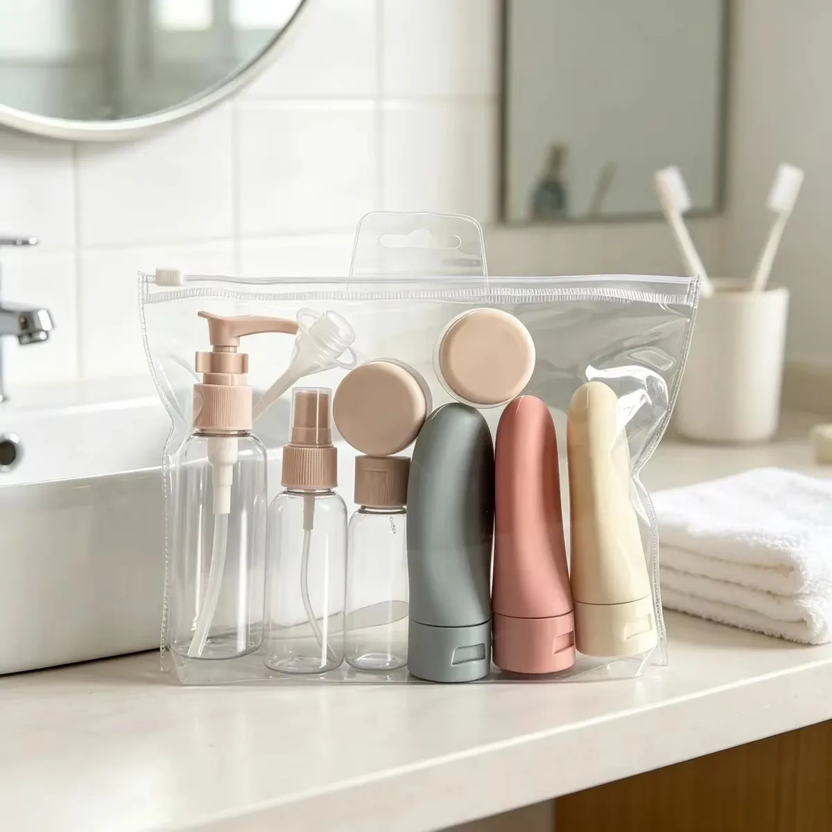 Compact Travel Bottle Set - 11-Piece Portable Toiletry Container Kit