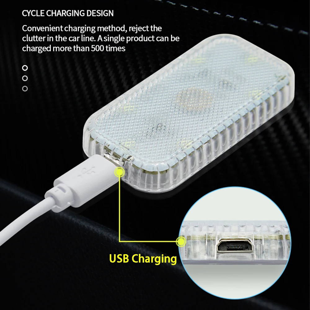 Touch Sensor Car Lighting Light Car Interior Atmosphere Light Mini Touch Roof Reading Lamp Car Styling Night Light USB Charging
