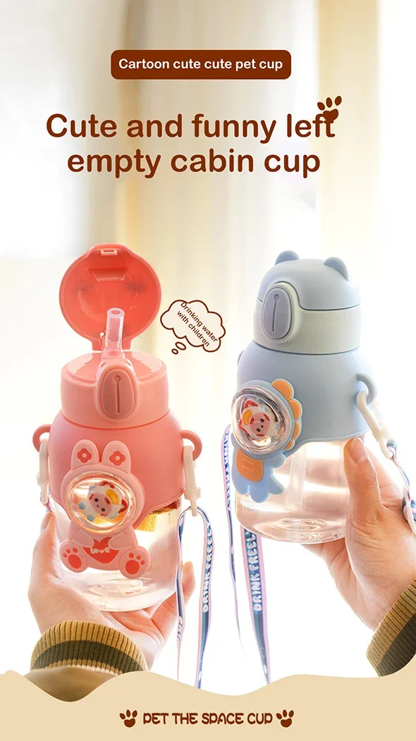 Description Picture 2 of item600ML Kawaii Summer Children's Water Cup High-value Fall-proof Straw Cup Boys and Cirls Go to School Baby Kettle
