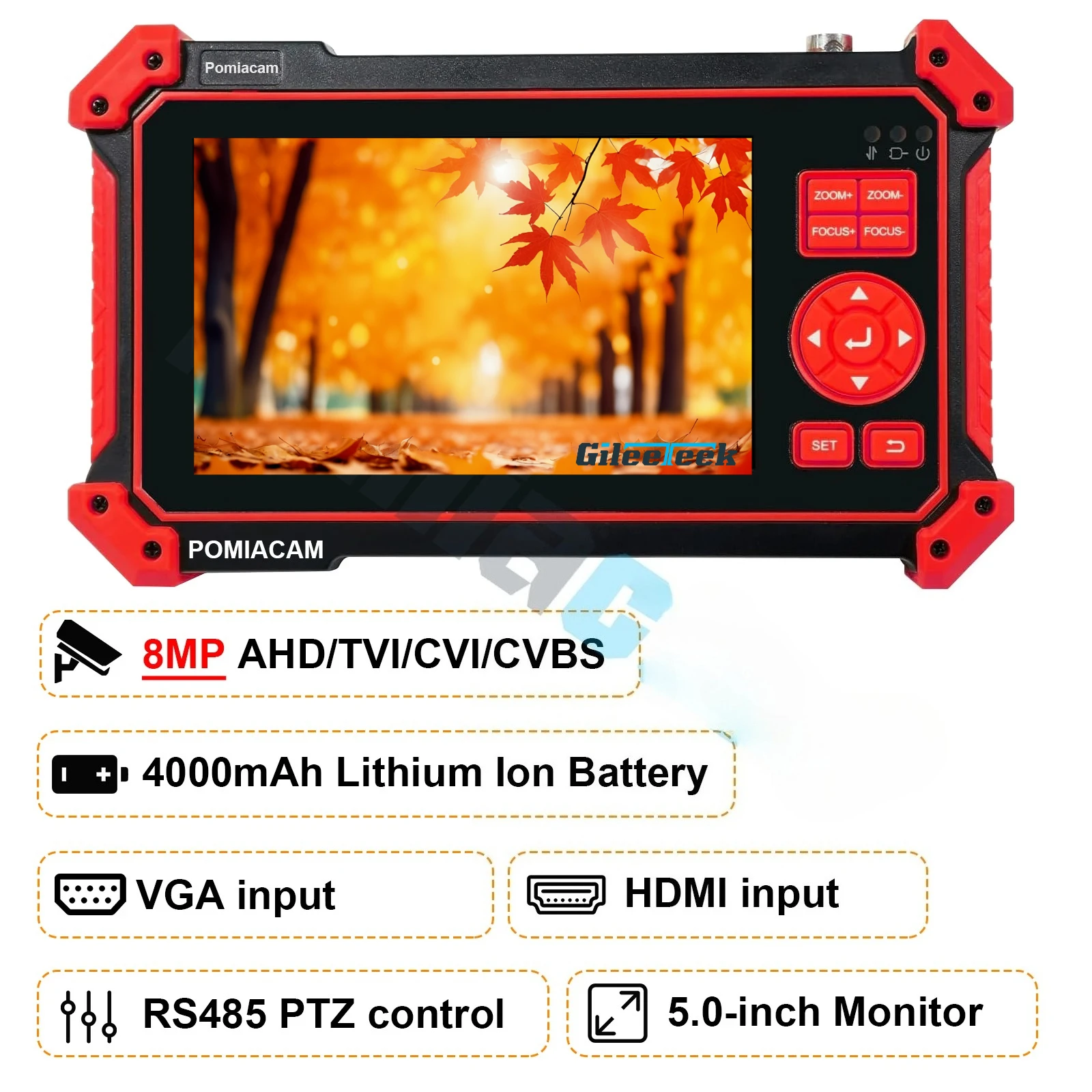 IPC Camera Tester Monitor CCTV IP Camera H.265 4K IP 8MP TVI CVI AHD Analoge 5-in-1 Pols CCTV Test Monitor WIFI