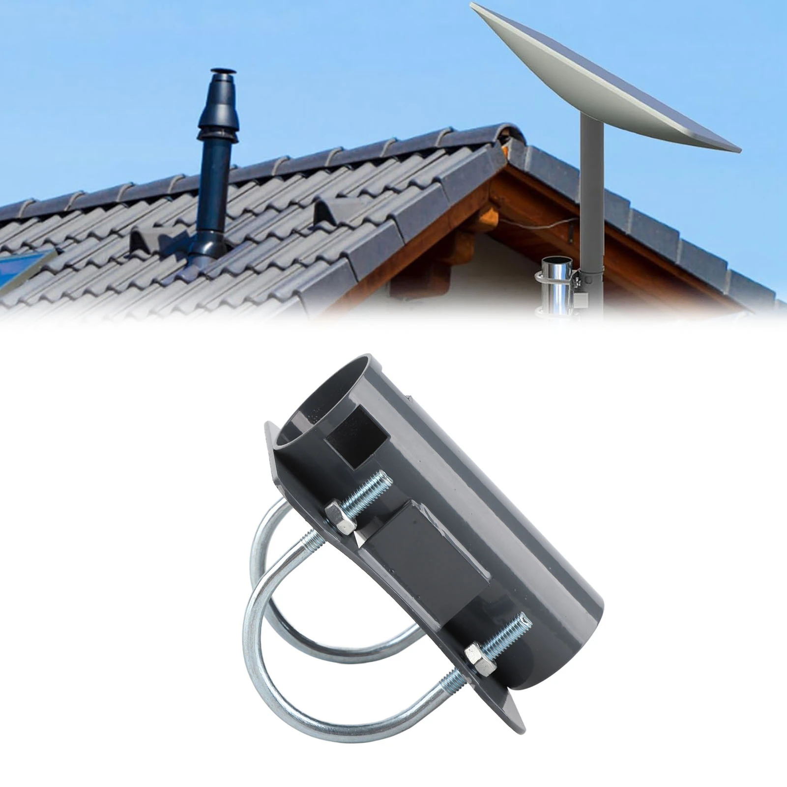 For Starlink Aerial Mast Pipe Bracket Stainless Steel 30mm-50mm Adjustable U Shape Antenna Mounting Bracket Pole to Pipe Adapter starlink mounting kit