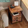 Nightstand Set of 2 with Charging Station USB Ports Fabric Drawers Modern End Table Living Room Bedroom Storage Solution 6