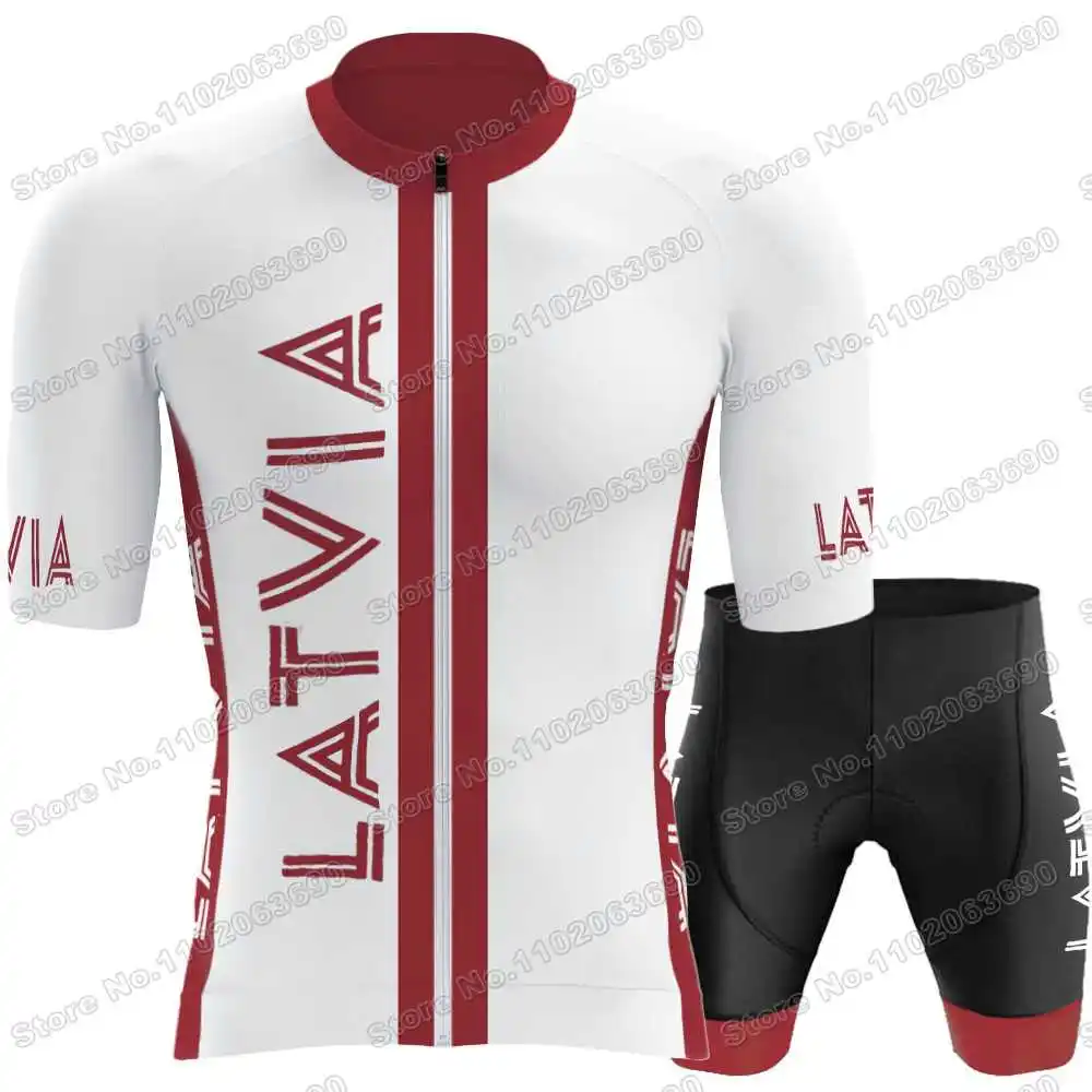 Cycling Jersey Set Men Road Bike Shirts Suit Bicycle Bib Shorts Latvijas Republika
