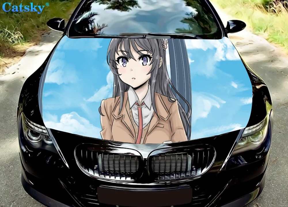 

Автомобильные напольные коврики Mai Sakurajima Peeker, Виниловая наклейка на капот, полноцветная графическая наклейка