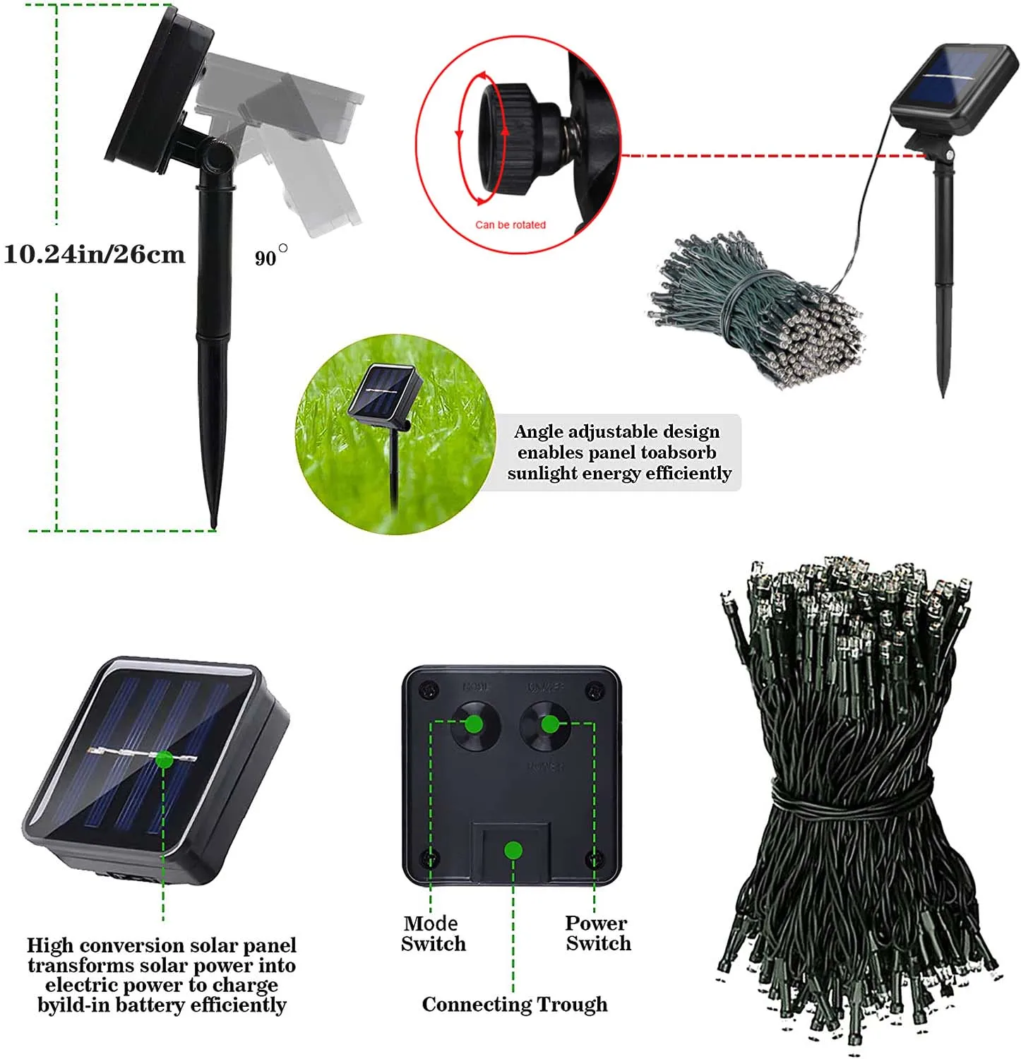 Outdoor Solar String Fairy Light 200 100 LED Festoon Waterproof Street Garland Solar Power Lamp Christmas Party for Garden Decor