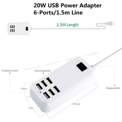 Universal 10 fach Mehrfach Multi USB Port Netzteil Adapter