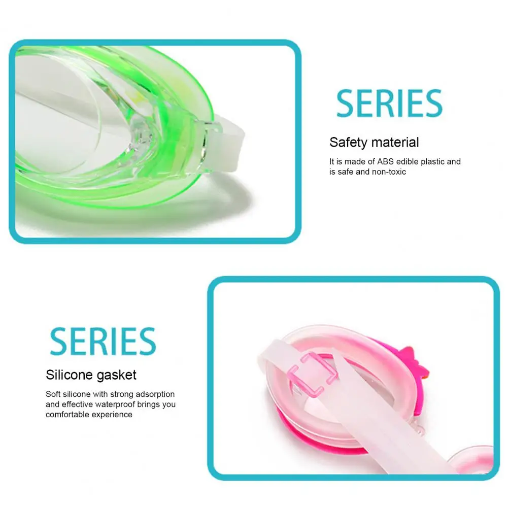 Swimming Goggles Children Safety Goggles Cartoon Swimming Glasses Adjustable Strap Transparent Lens Swim Eye Wear Silicone Frame Waterproof Kids Anti Fog Diving Goggles