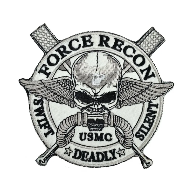 Usmc Ghost Force Recon Swift Silent Deadly Patch Hook And Loop Distintivi Tattici Ricamati Us Marine Corps Large Armband