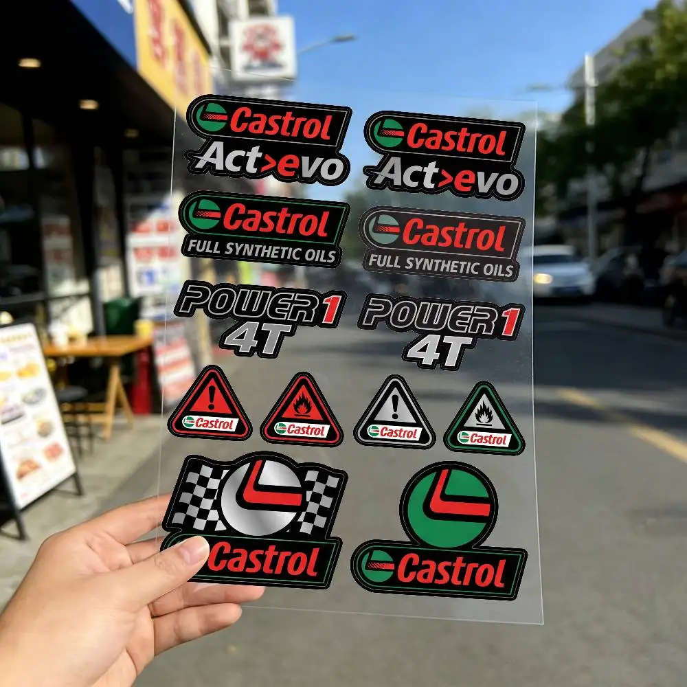 캐스트롤 유니버설 다목적 반사 방수 스티커 자동차 자전거 헬멧 머그컵 냉장고 장 스크래치 커버