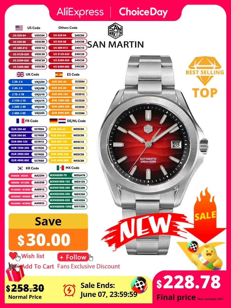 San Martin New Gada Watch 39mm Desert Texture Men Dress Watch NH35 Automatic Mechanical Sapphire Waterproof 100m Luminous SN0129