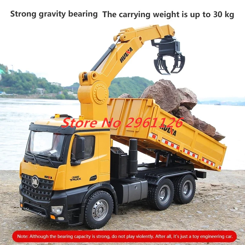 2.4G 26CH Alloy Timber Grapplo 1/14 RC Engineering Vehicle Dump Truck Unload 16KG Trailer Cars excavator Toys Gift transport car 3