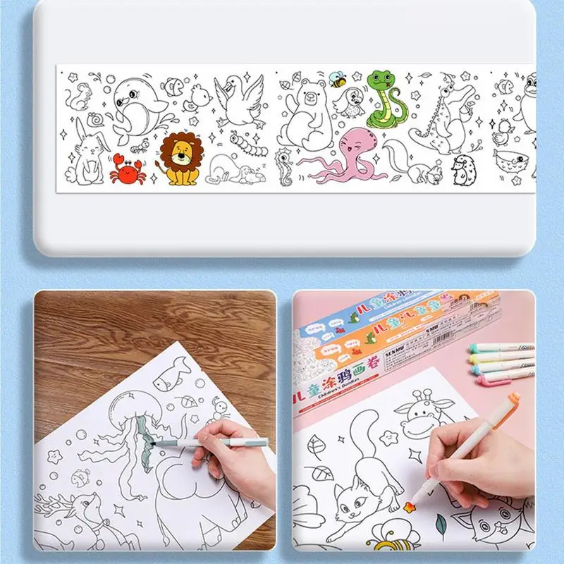 Drawing Roll Paper For Kids Coloring Paper Roll For Kids DIY Painting Early  Educational Toys Stickable Waterproof Coloring Paper - AliExpress