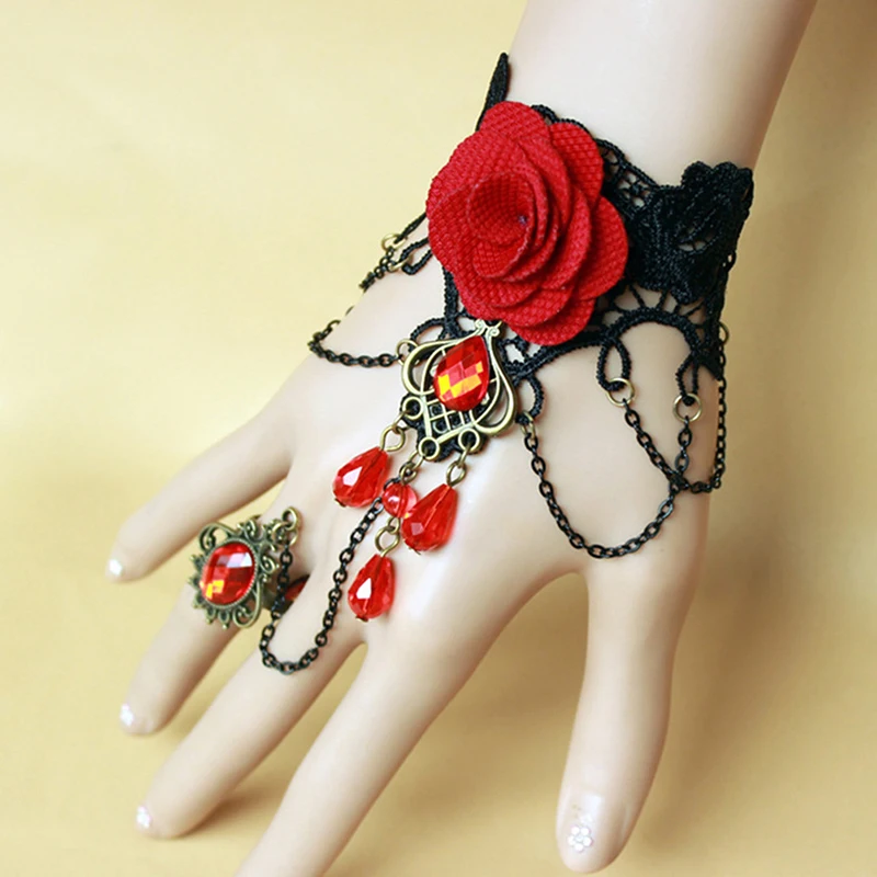 

1pc Women Vintage Steampunk Gloves Wrist Cuff Gear Girls Jewelry Accessories Victorian Bracelets Costume Lace Handwear Necklace