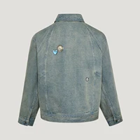 Veste en jean Adidas Authentic Three Leaves pour homme, style sport et mode, col à revers KT6363 2
