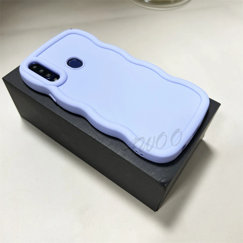 Macaron Dopamine Color Wavy Frame Soft TPU Case Cover - Slim Curly Bumper Coque Capa