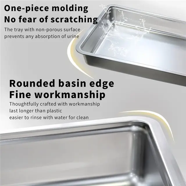 A76X-For Kittens, Cat Litter Box Stainless Steel Front Entry& Top Exit With Lid Toilet Box And Litter Scoop Easy Cleaning 3