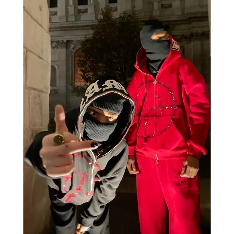 

Y2k Rhinestones Diamond Hoodies Hip Hop Trend Hooded American Coat Korea Long Sleeve 2022 Hoodie Jacket Lady Hoodie Pocket New