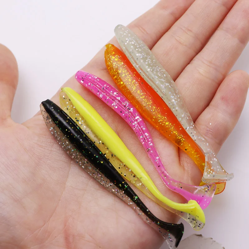 T-Tail Silicone Swimbait para pesca marรญtima ou de รกgua doce, isca macia sem verme, artificial Wobbler Lure, equipamento de pesca, 5,5 cm, 7 cm, 9