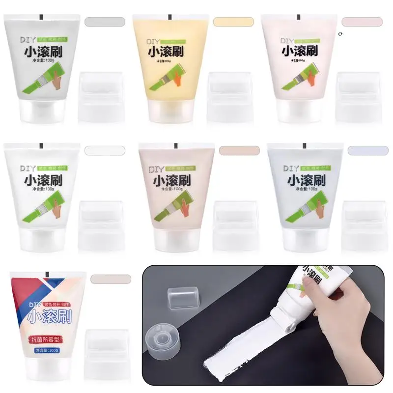 100g White Pink Wall Small Roller Brush Paint Interior Wall Repair Household Graffiti Repair Environmental Protection Paint