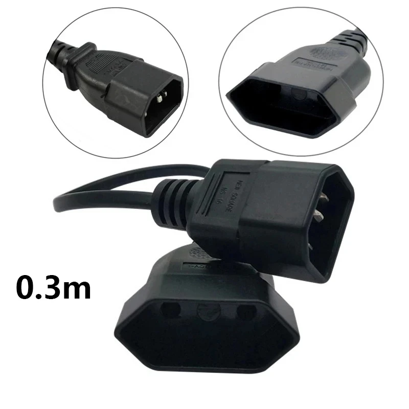 

EU Power Extension Adapter Cord Cable IEC 320 C14 Male Plug to European CEE 7/16 2Pin Female For UPS PDU 0.3M