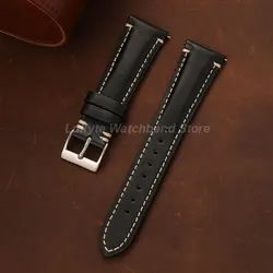 Vintage Genuine Leather Watchband Strap - High - Quality Cowhide with Quick Release Design, Unisex Watch Bracelet Accessories - 22mm (Black)