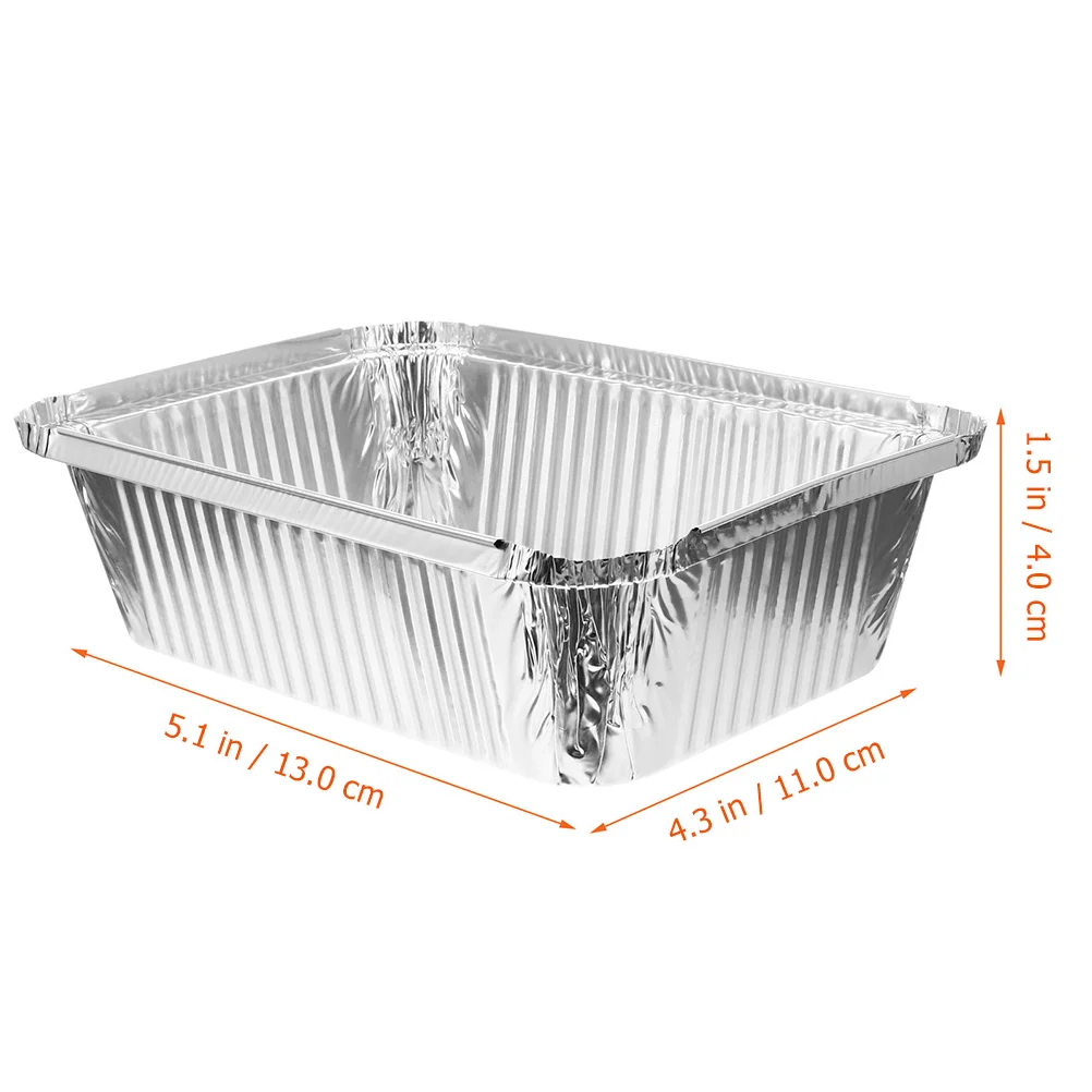 30 Pcs BBQ Box Toaster Tin Food Containers with Lids Heavy Duty Aluminum Foil Retangle Pans