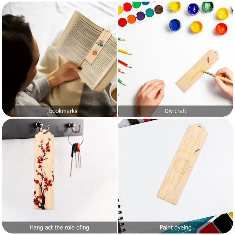 Wood Blank Bookmarks Unfinished Wood Tags Painting Craft Bookmarks DIY Carved Graffiti Bamboo Board Material 10pcs wooden bookmark bookmarks stationery supplies