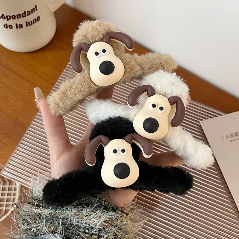 

Cartoon Rainbow Dog Claw Clip for Girls Sweet and Cute Hairpin Nape Clip Large Plush Shark Hair Clip Headpiece Hair Accessories