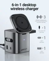 80W 6-in-1 Multifunctional GaN Desktop Charging Station Magnetic Wireless Charger  Fast Charging Cube For IPhone IWatch Samsung - Image 2