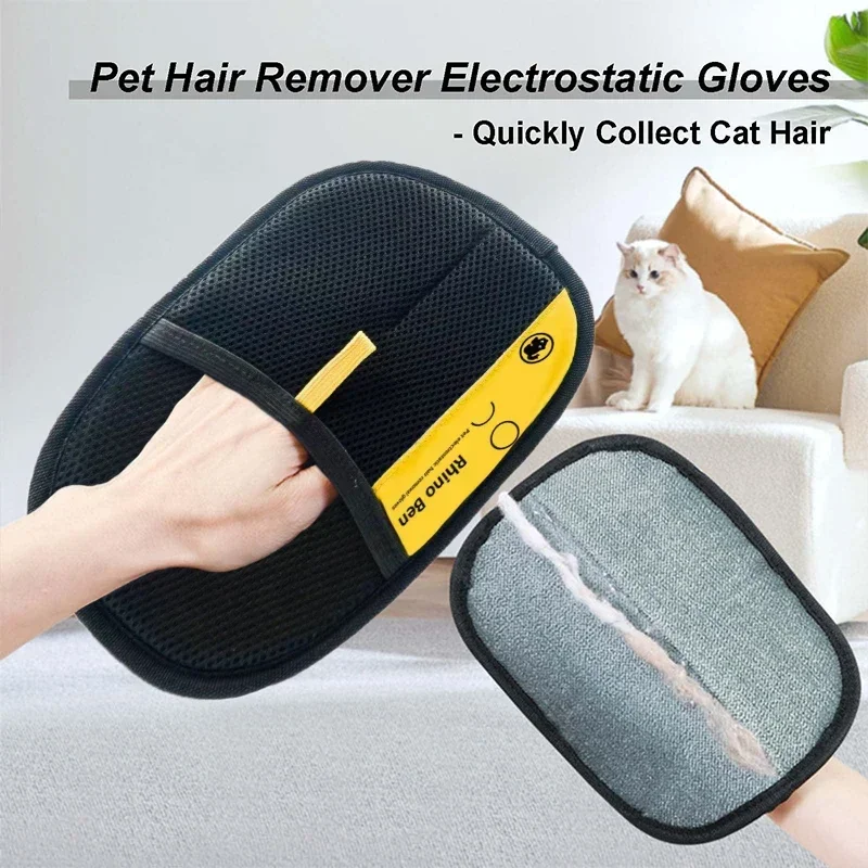 Pet Electrostatic Hair Removal Gloves Dog Cat Hair Removal Brush Gloves Adhesive Carpet Clothing Cleaning Brush