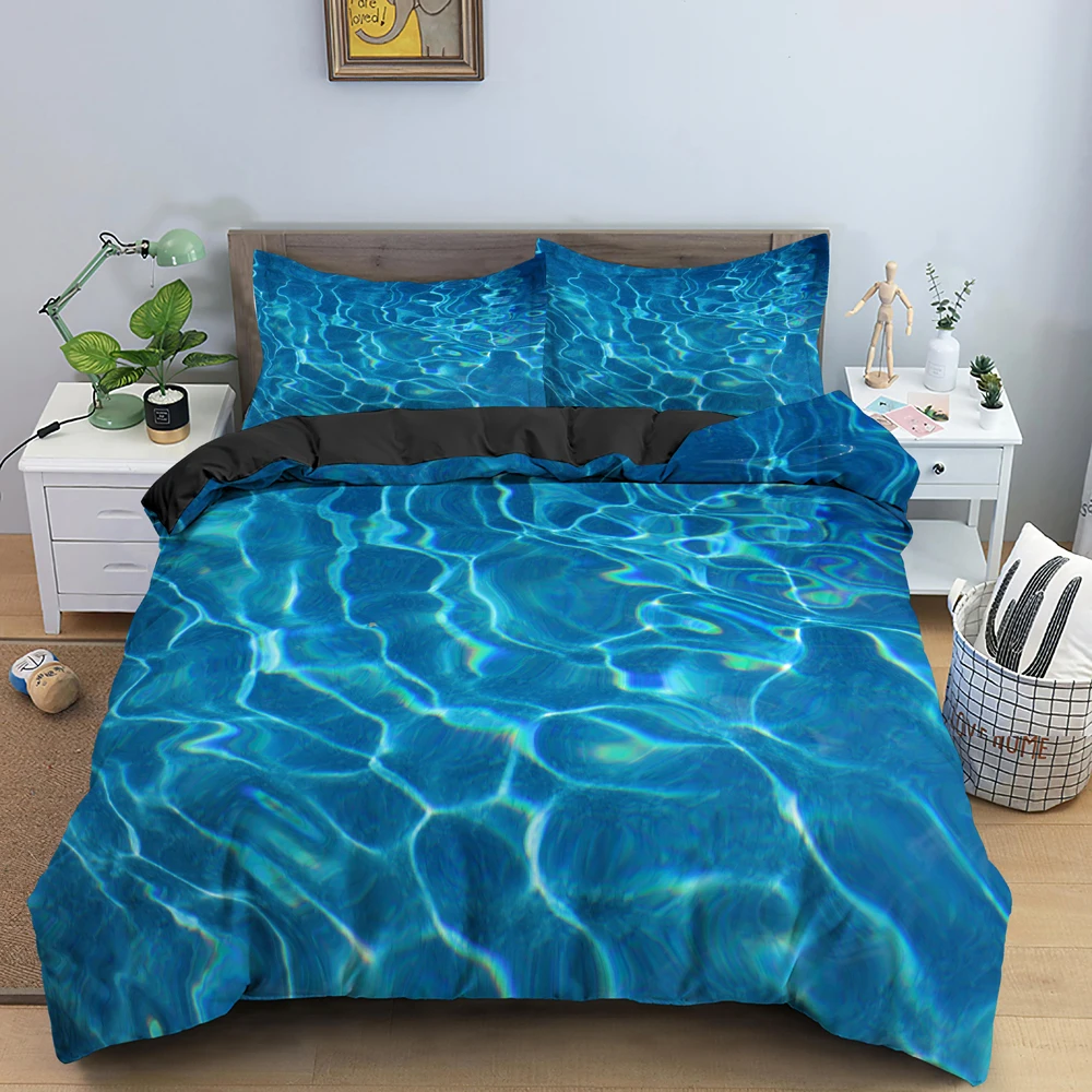 Sea Wave Duvet Cover King/Queen Size 3D Blue Ocean Spray Waves Bedding Set  for Kids Teens,Azure Seawater Soft Comforter Cover - AliExpress, image size:1000x1000