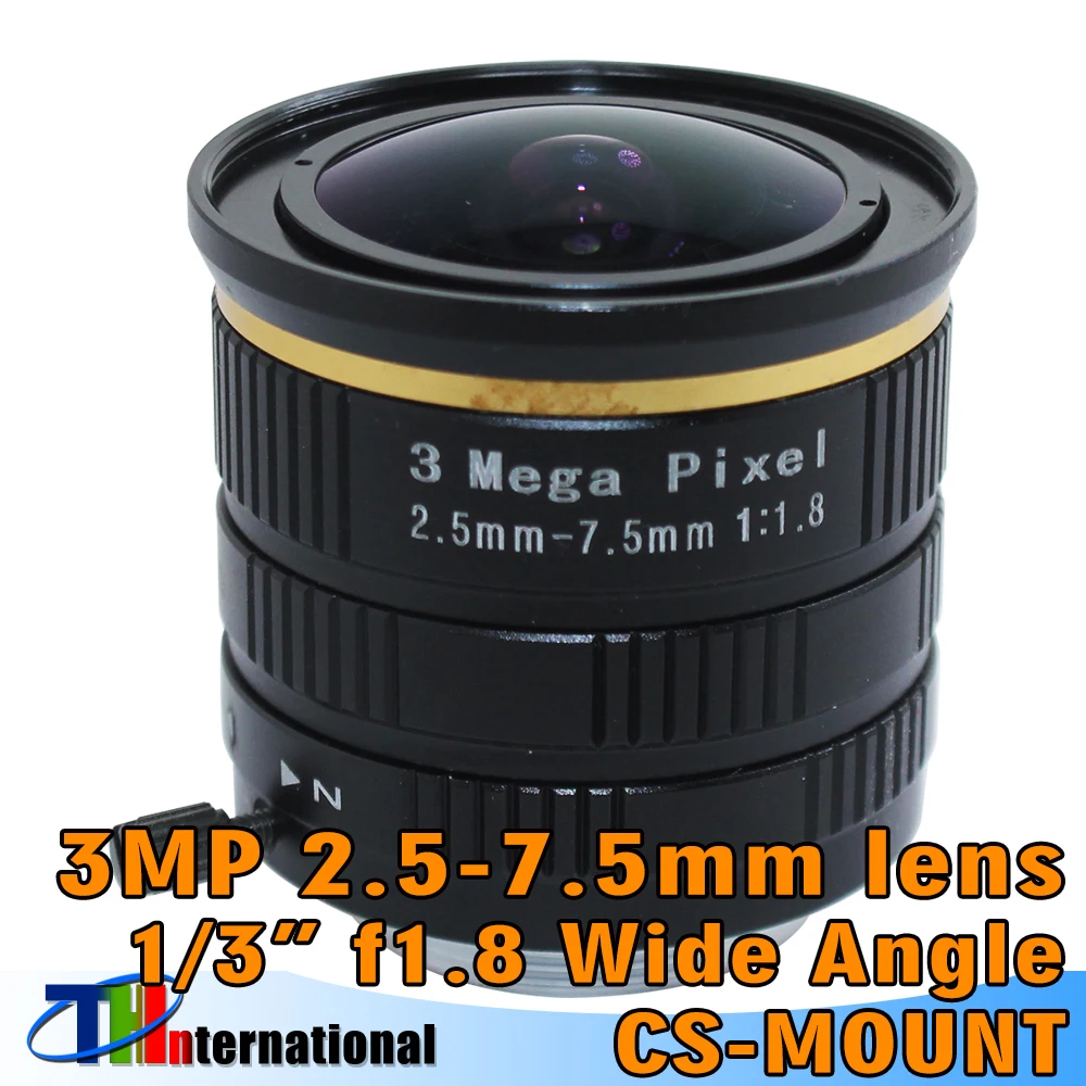 

3MP 2.5-7.5mm 1/3" CS Mount CCTV Industrial Lens IR F1.8 Wide Angle Zoom Lens for IP CCTV CCD Security Camera