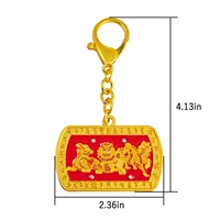 2025 Feng Shui Golden Red 3 Celestials Keychain w5602 2