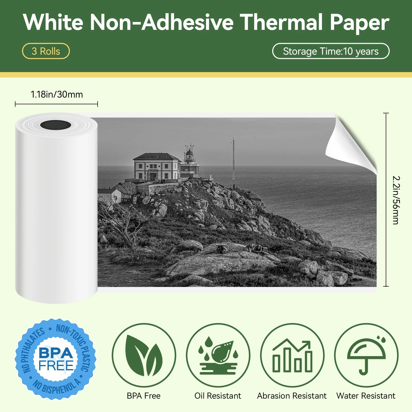 Grayscale HD Photo Thermal Printing Paper – 57x30mm, Compatible with Mini Instant Print Cameras, Clear & Long-Lasting Print