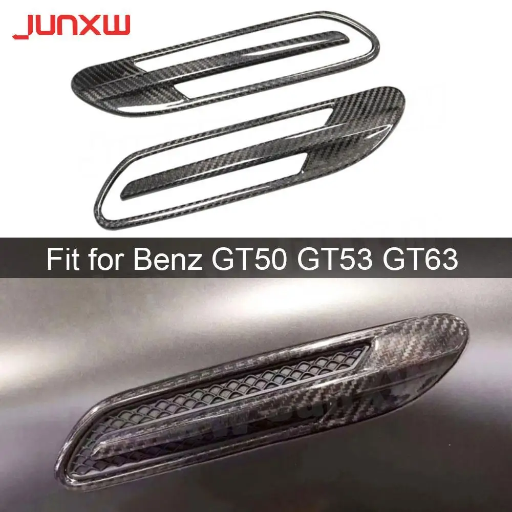 

2Pcs Car Front Side Bumper Air Vent Covers Trims for Mercedes Benz GT50 GT53 GT63 AMG 4 Door 2019-2021 Trims Carbon Fiber FRP