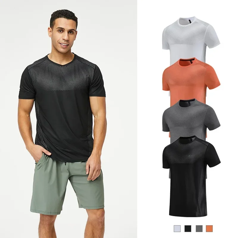 

Мужская спортивная футболка с коротким рукавом, быстросохнущая дышащая компрессионная рубашка для фитнеса, тренировок, тренажерного зала, бега