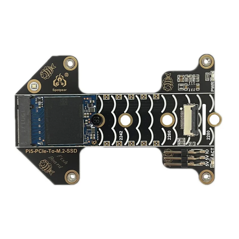   5 PCIe to M.2 NVMe SSD  Pi5-Pcie-Fish-Board,  5 